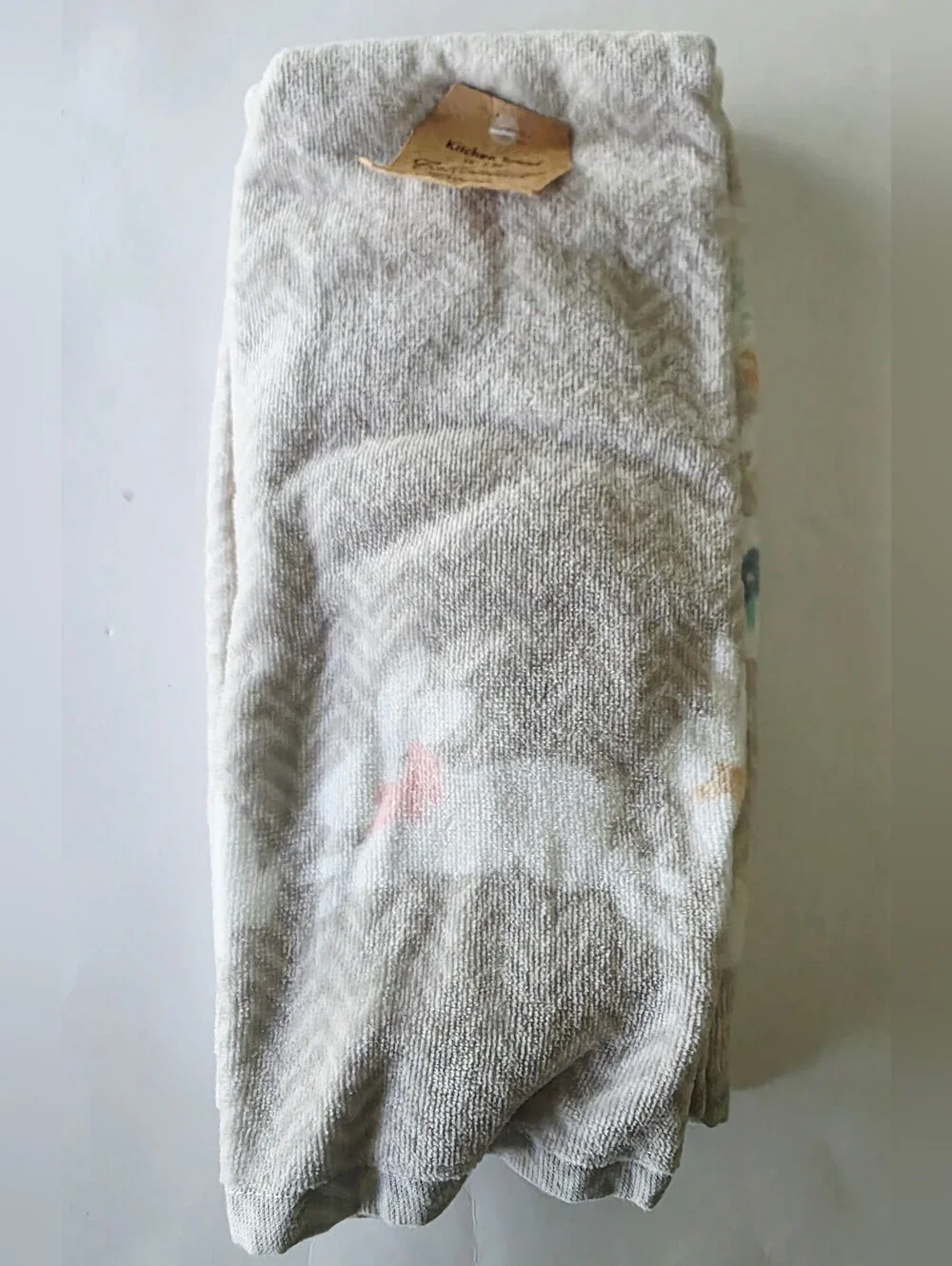 Soft Terry Cloth Dish Towels with Pastel Bunny Rabbits. Set Of Two